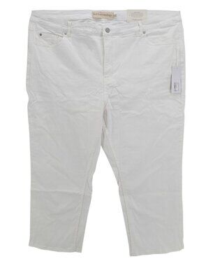 NWT SOFT SURROUNDINGS Ultimate Denim White Fly Front Slim Crop Jeans Stretch 24W